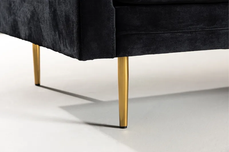 Boom Sammetssoffa 3-sits - Svart - Möbler - Vardagsrum - Soffor - Sammetssoffor