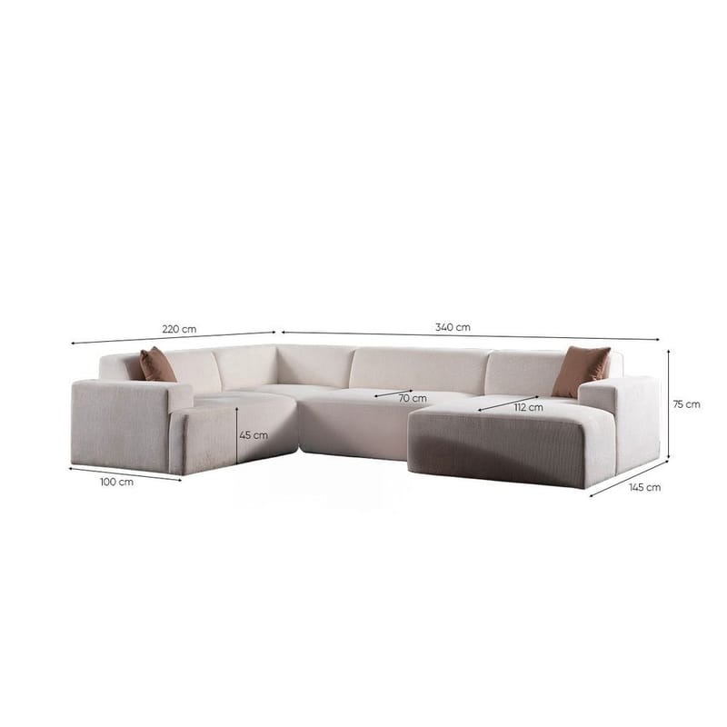 Branorin 5-sits Hörnsoffa med Divan - Brun/Vit - Möbler - Vardagsrum - Soffor - Modulsoffor - Komplett modulsoffa