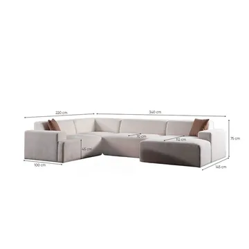 Branorin 5-sits Hörnsoffa med Divan - Brun/Vit - Möbler - Vardagsrum - Soffor - Modulsoffor - Komplett modulsoffa