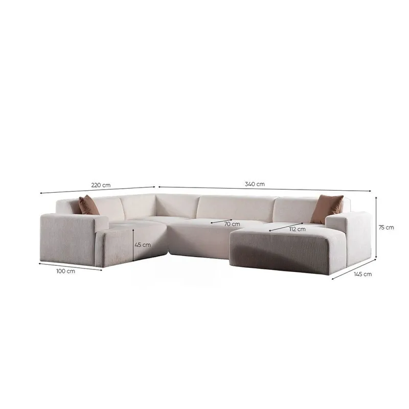 Branorin 5-sits Hörnsoffa med Divan - Brun/Vit - Möbler - Vardagsrum - Soffor - Modulsoffor - Komplett modulsoffa