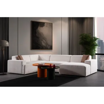 Branorin 5-sits Hörnsoffa med Divan - Brun/Vit - Möbler - Vardagsrum - Soffor - Modulsoffor - Komplett modulsoffa