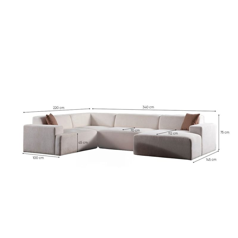 Branorin 5-sits Hörnsoffa med Divan - Brun/Vit - Möbler - Vardagsrum - Soffor - Hörnsoffor