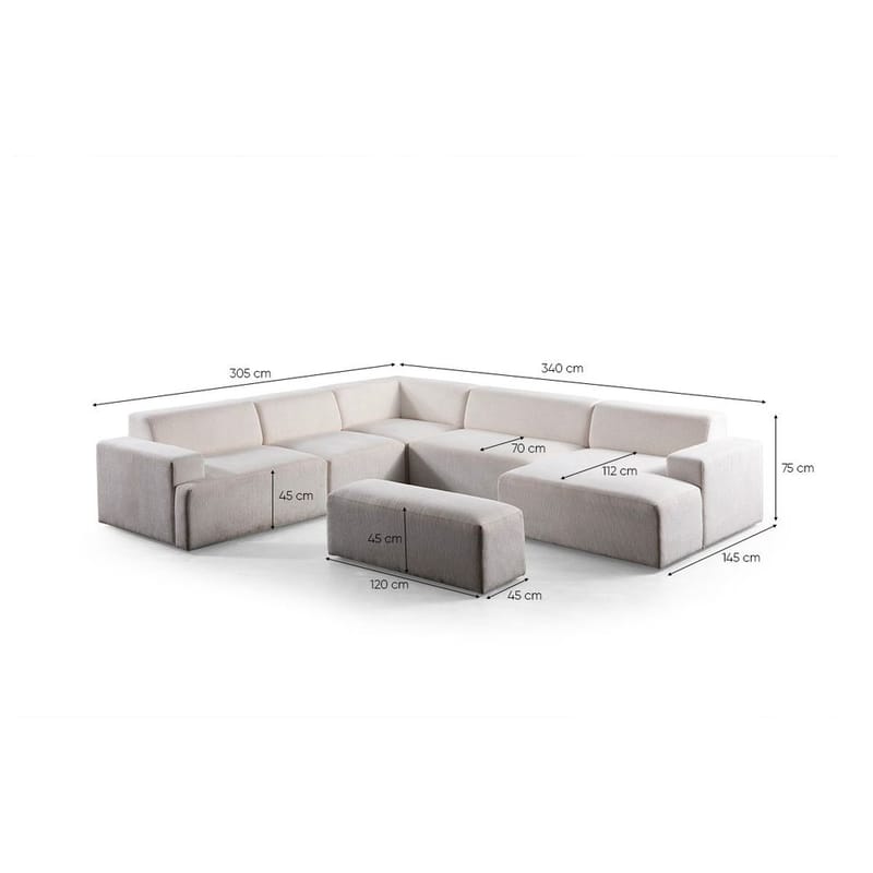 Branorin 6-sits Hörnsoffa - Krämvit - Möbler - Vardagsrum - Soffor - Hörnsoffor