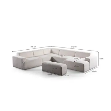 Branorin 6-sits Hörnsoffa med Divan - Krämvit - Möbler - Vardagsrum - Soffor - Hörnsoffor