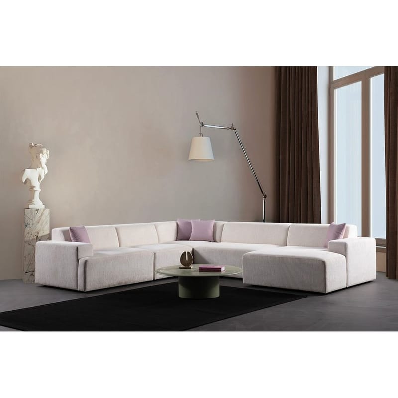 Branorin 6-sits Hörnsoffa med Divan - Krämvit - Möbler - Vardagsrum - Soffor - Hörnsoffor