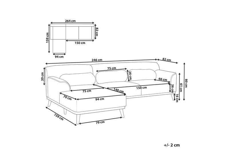 Bree Hörnsoffa 3-sits - Beige/Ljust trä - Möbler - Vardagsrum - Bäddsoffor - Hörnbäddsoffa