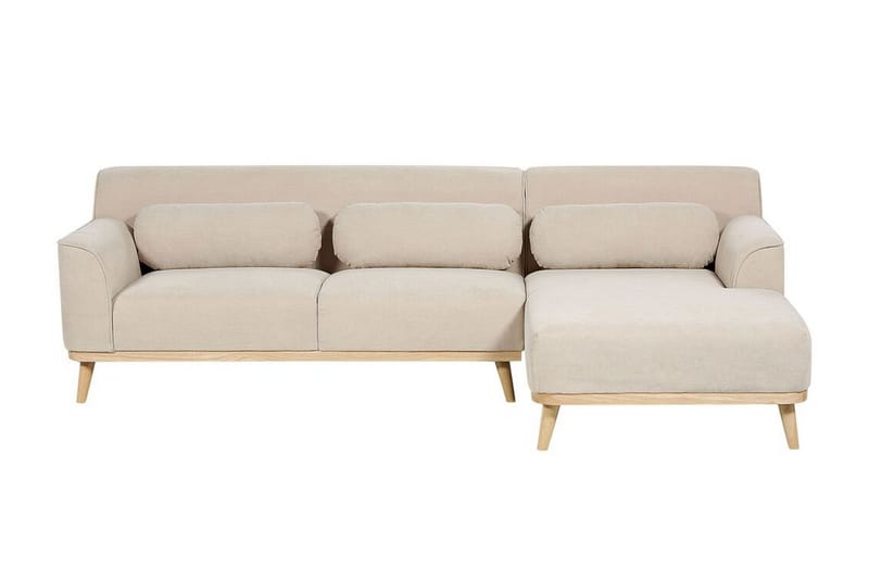 Bree Hörnsoffa 3-sits, Beige/Ljust trä