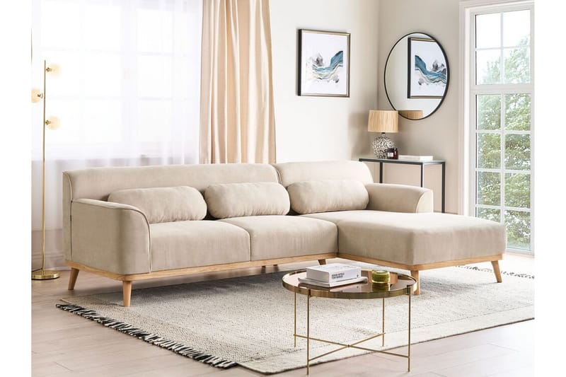 Bree Hörnsoffa 3-sits - Beige/Ljust trä - Möbler - Vardagsrum - Bäddsoffor - Hörnbäddsoffa