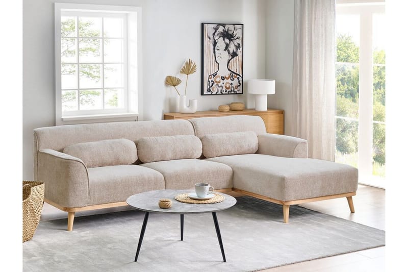Bree Hörnsoffa 3-sits - Beige/Ljust trä - Möbler - Vardagsrum - Bäddsoffor - Hörnbäddsoffa