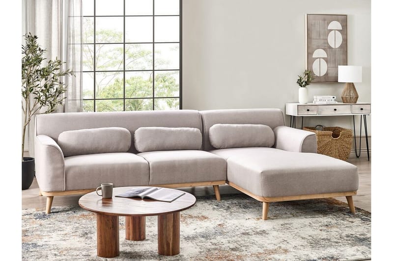 Bree Hörnsoffa 3-sits - Grå/Ljust trä - Möbler - Vardagsrum - Bäddsoffor - Hörnbäddsoffa