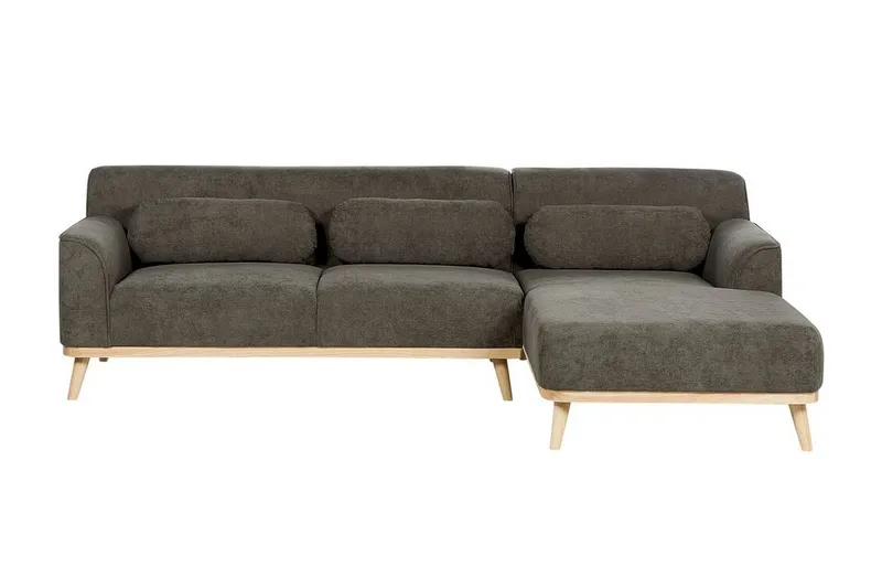 Bree Hörnsoffa 3-sits, Grön/Ljust trä