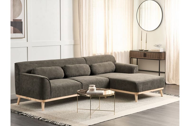 Bree Hörnsoffa 3-sits - Grön/Ljust trä - Möbler - Vardagsrum - Bäddsoffor - Hörnbäddsoffa