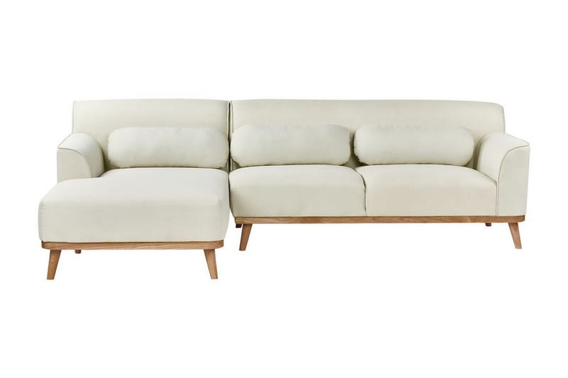 Bree Hörnsoffa 3-sits, Vit/Ljust trä