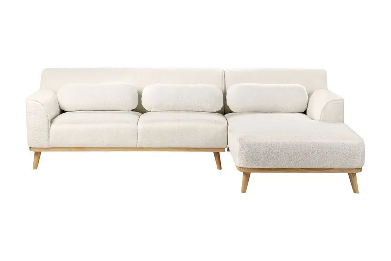 Bree Hörnsoffa 3-sits, Vit/Ljust trä