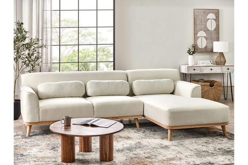 Bree Hörnsoffa 3-sits - Vit/Ljust trä - Möbler - Vardagsrum - Bäddsoffor - Hörnbäddsoffa