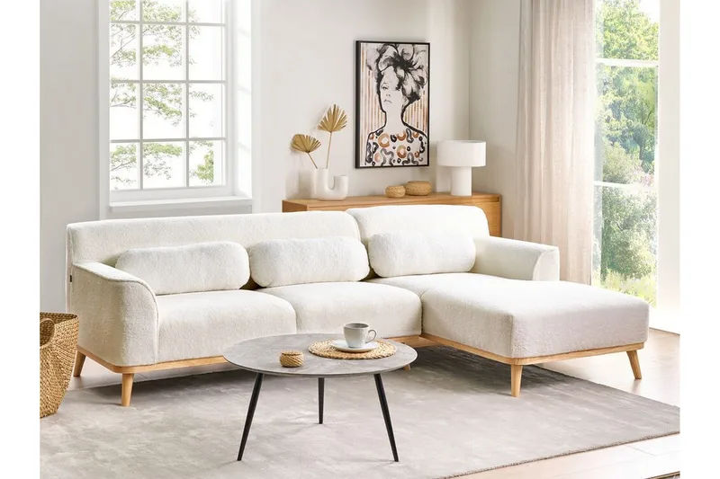 Bree Hörnsoffa 3-sits - Vit/Ljust trä - Möbler - Vardagsrum - Bäddsoffor - Hörnbäddsoffa