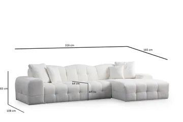 Buddy 4-sits Soffa med Divan - Vit - Möbler - Vardagsrum - Soffor - Divansoffa & schäslong