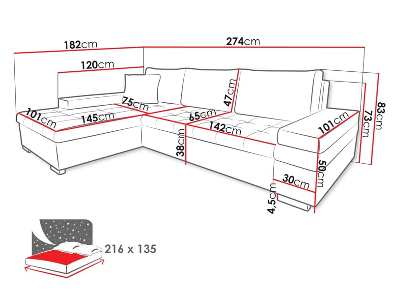 Bunty 3-sits Soffa med Divan Vänster - Möbler - Vardagsrum - Soffor - Hörnsoffor