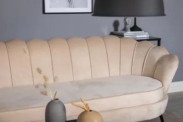 Calais 3-sits Svängd Soffa 180 cm i Sammet - Beige - Möbler - Vardagsrum - Soffor - Sammetssoffor