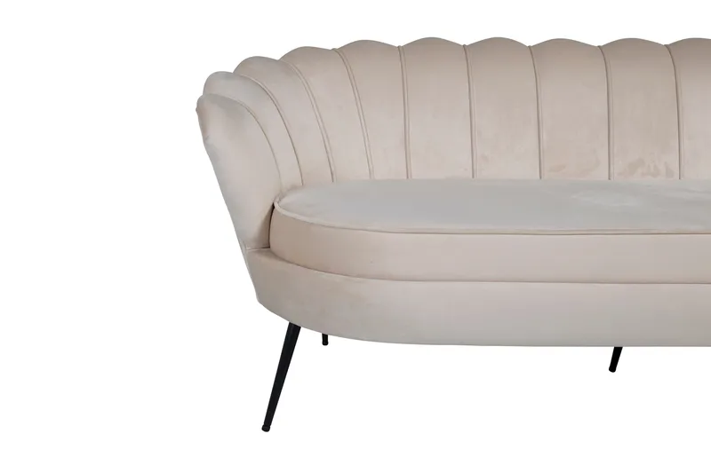 Calais 3-sits Svängd Soffa 180 cm i Sammet - Beige - Möbler - Vardagsrum - Soffor - Sammetssoffor