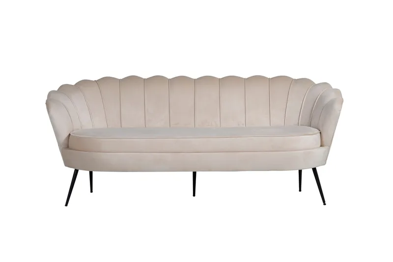 Calais 3-sits Svängd Soffa 180 cm i Sammet, Beige
