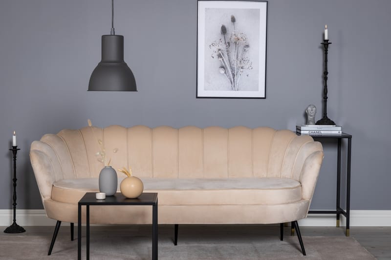 Calais 3-sits Svängd Soffa 180 cm i Sammet - Beige - Möbler - Vardagsrum - Soffor - Sammetssoffor