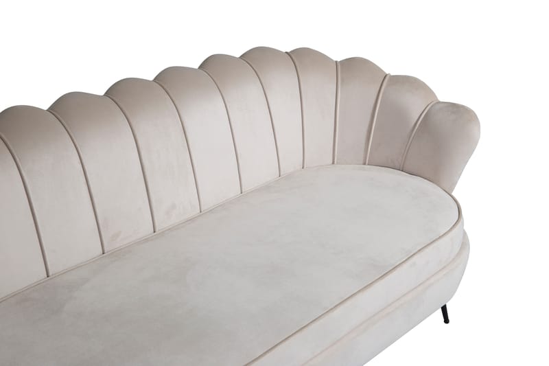 Calais 3-sits Svängd Soffa 180 cm i Sammet - Beige - Möbler - Vardagsrum - Soffor - Sammetssoffor