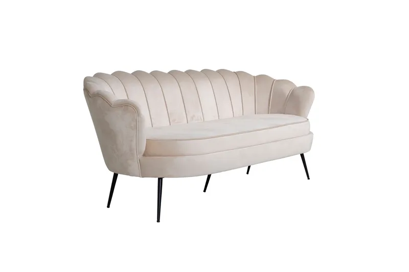 Calais 3-sits Svängd Soffa 180 cm i Sammet - Beige - Möbler - Vardagsrum - Soffor - Sammetssoffor