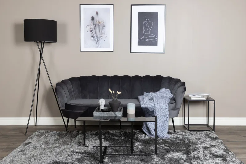 Calais 3-sits Svängd Soffa 180 cm i Sammet - Mörkgrå - Möbler - Vardagsrum - Soffor - Sammetssoffor