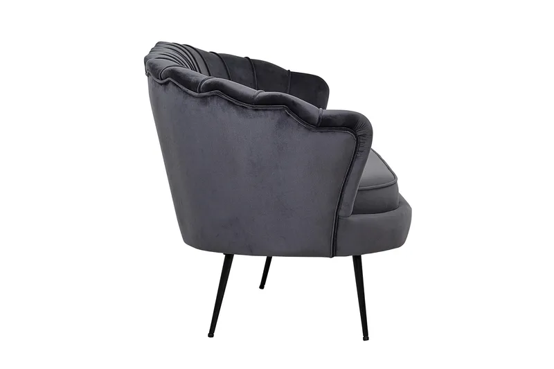 Calais 3-sits Svängd Soffa 180 cm i Sammet - Mörkgrå - Möbler - Vardagsrum - Soffor - Sammetssoffor