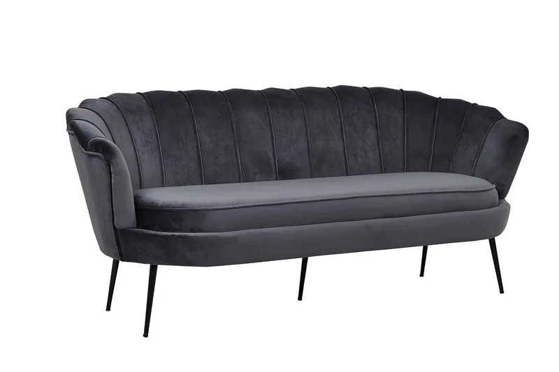 Calais 3-sits Svängd Soffa 180 cm i Sammet - Mörkgrå - Möbler - Vardagsrum - Soffor - Sammetssoffor