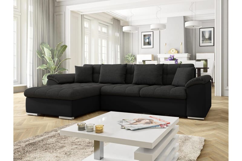 Camior Soffa med Divan 3-sits - Svart - Möbler - Vardagsrum - Soffor - Skinnsoffor