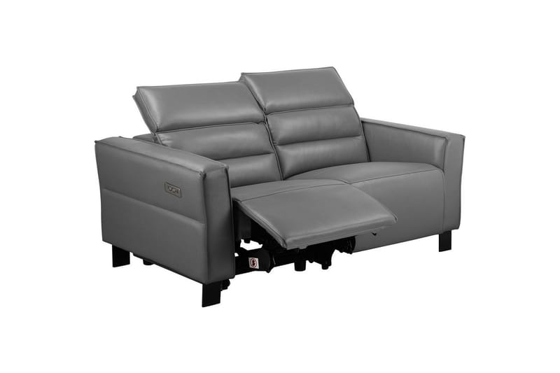 Carpari 2-sits Reclinersoffa 162 cm med Justerbara Nackstöd i Läder - Grå - Möbler - Vardagsrum - Soffor - Reclinersoffor & Biosoffor
