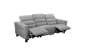 Carpari Djup 3-sits Biosoffa 224 cm med Recliner i Tyg - Grå - Möbler - Vardagsrum - Soffor - Reclinersoffor & Biosoffor