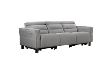 Carpari Djup 3-sits Biosoffa 224 cm med Recliner i Tyg - Grå - Möbler - Vardagsrum - Soffor - Reclinersoffor & Biosoffor