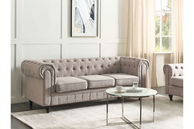 Casonya Soffa 3-sits - Beige/Mörkt trä - Möbler - Vardagsrum - Soffor - 3-sits soffor