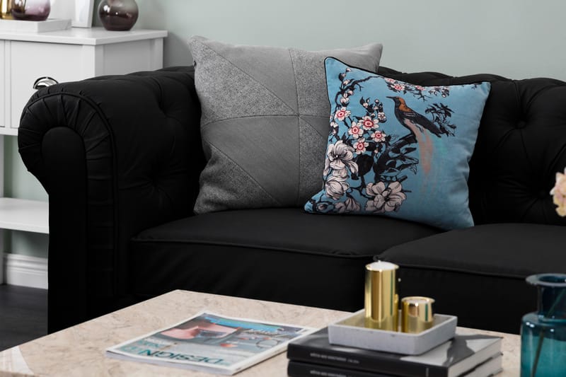 Chesterfield Lyx 3-sits Djup soffa konstläder - Svart - Möbler - Vardagsrum - Soffor - chesterfield soffor