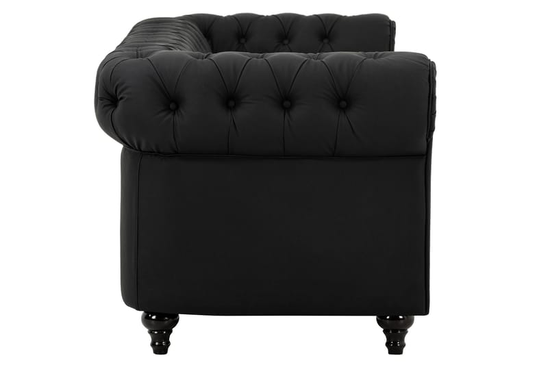 Chesterfield Lyx 3-sits Djup soffa konstläder - Svart - Möbler - Vardagsrum - Soffor - chesterfield soffor