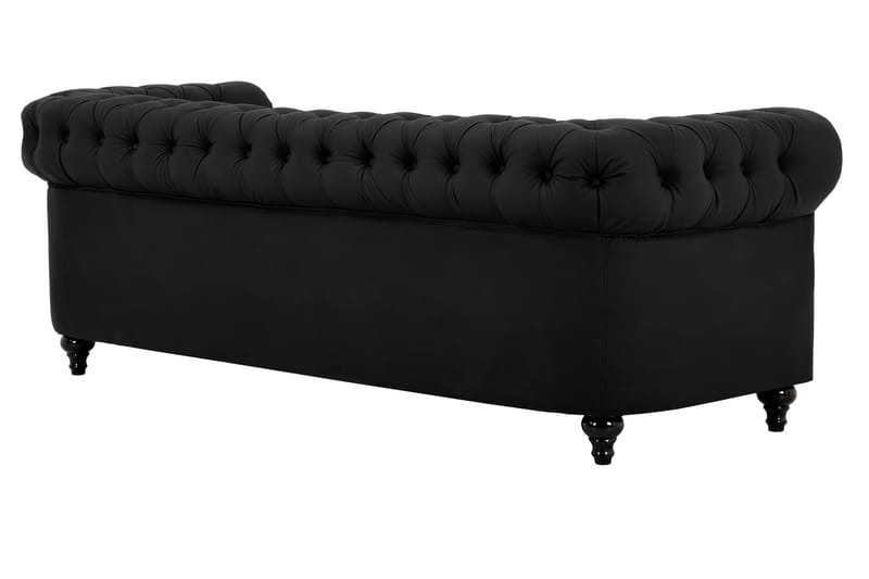 Chesterfield Lyx 3-sits Djup soffa konstläder - Svart - Möbler - Vardagsrum - Soffor - chesterfield soffor