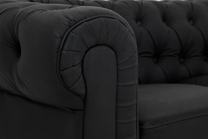 Chesterfield Lyx 3-sits Djup soffa konstläder - Svart - Möbler - Vardagsrum - Soffor - chesterfield soffor