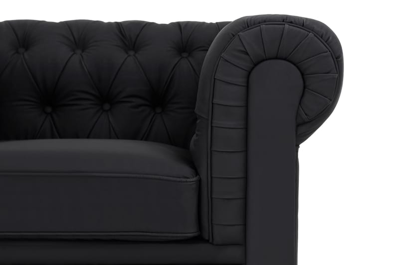 Chesterfield Lyx 3-sits Djup soffa konstläder - Svart - Möbler - Vardagsrum - Soffor - chesterfield soffor