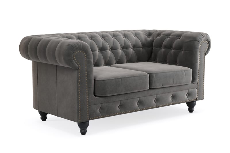 Chesterfield Deluxe 2-sits Soffa - Mörkgrå - Möbler - Vardagsrum - Soffor - 2-sits soffor