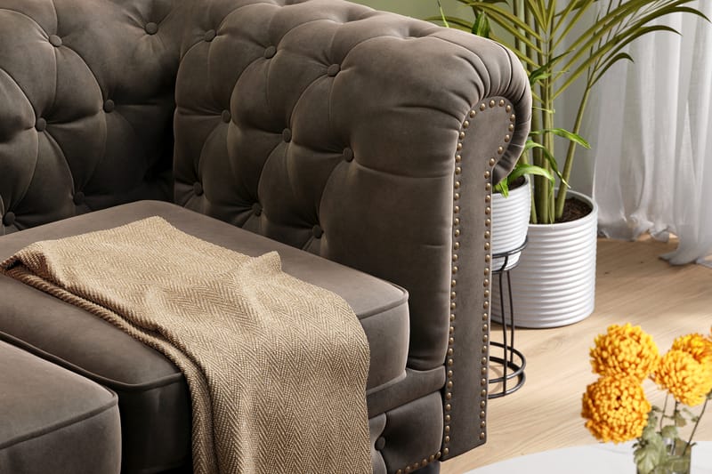Chesterfield Deluxe 2-sits Soffa - Mörkgrå - Möbler - Vardagsrum - Soffor - 2-sits soffor