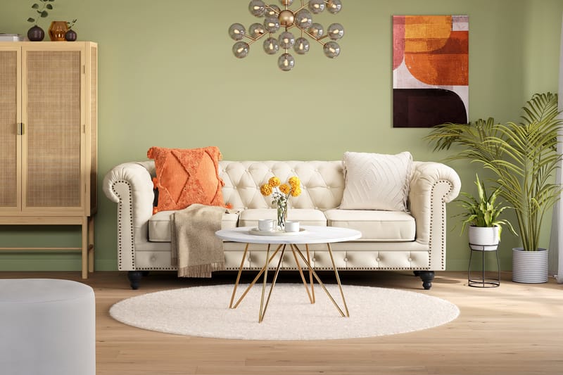 Chesterfield Deluxe 3-sits Soffa - Beige - Möbler - Vardagsrum - Soffor - 3-sits soffor