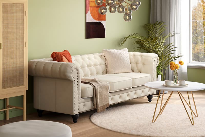 Chesterfield Deluxe 3-sits Soffa - Beige - Möbler - Vardagsrum - Soffor - 3-sits soffor
