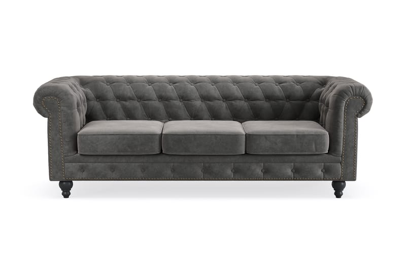 Chesterfield Deluxe 3-sits Soffa - Mörkgrå - Möbler - Vardagsrum - Soffor - 3-sits soffor