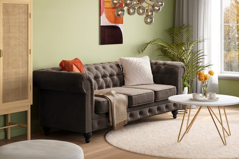 Chesterfield Deluxe 3-sits Soffa - Mörkgrå - Möbler - Vardagsrum - Soffor - 3-sits soffor