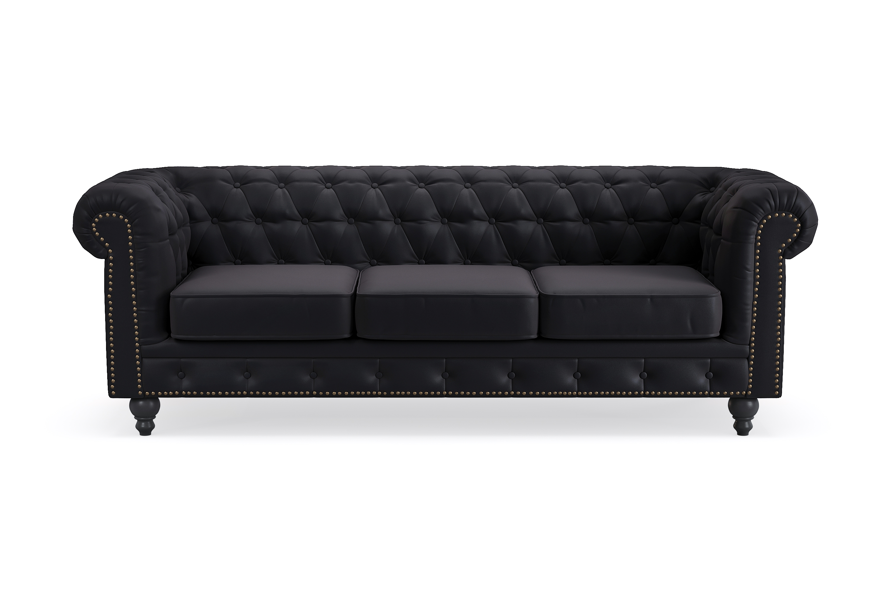 chesterfield deluxe 3-sits soffa - svart