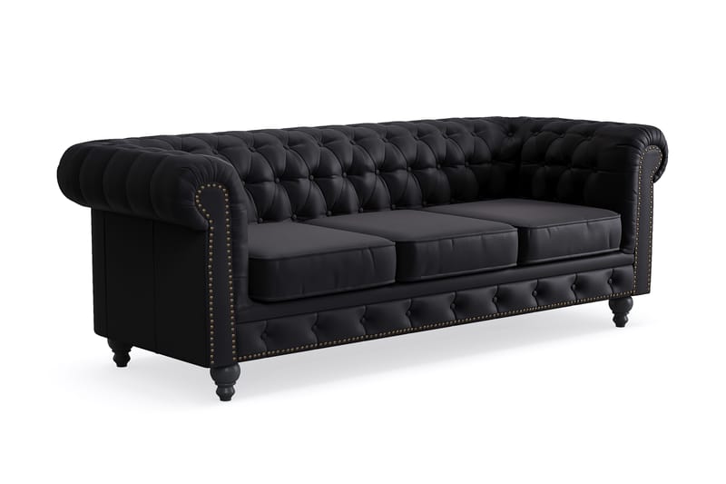 Chesterfield Deluxe 3-sits Soffa - Svart - Möbler - Vardagsrum - Soffor - 3-sits soffor