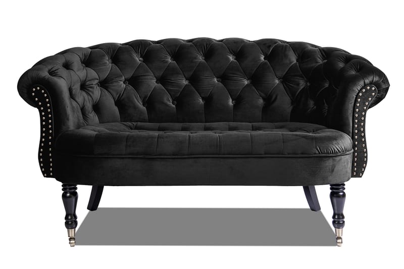 Chesterfield Ludo Soffa 2-sits Svart - chesterfield soffor - 2-sits soffor - Sammetssoffor
